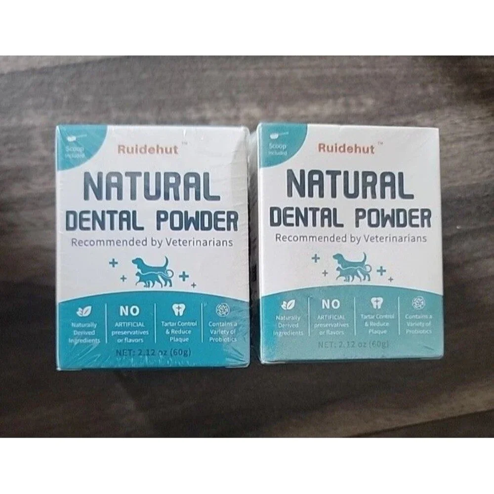 2) 7.05 Oz Boxes Natural Dental Powder For Dogs & Cats Tarter Control Probiotic
